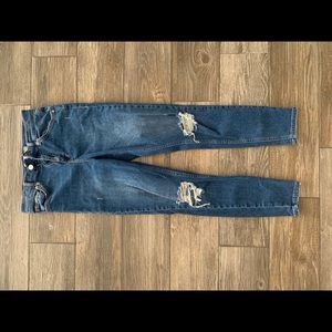Topshop high waisted denim jeans with ripped knees